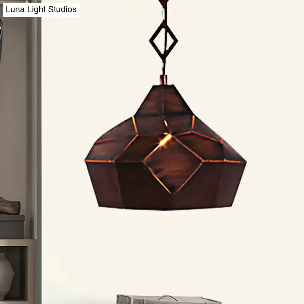 Teardrop Hanging Light with Metal Chain- 1 Light Wrought Iron Pendant Lamp for Restaurants