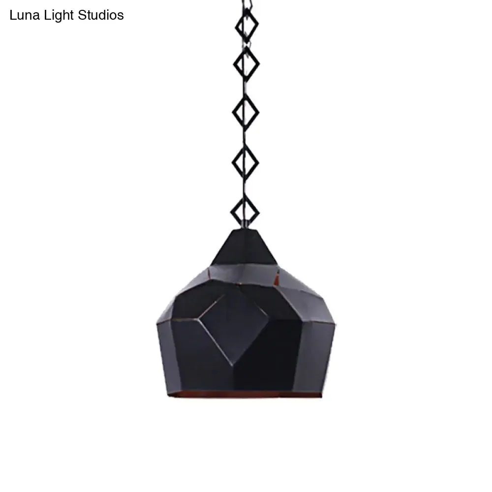 Teardrop Hanging Light with Metal Chain- 1 Light Wrought Iron Pendant Lamp for Restaurants
