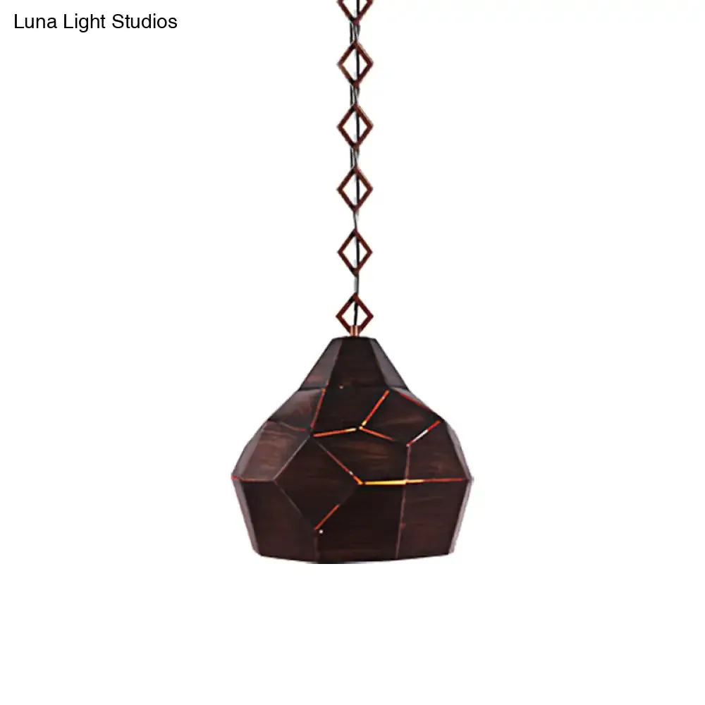 Teardrop Hanging Light with Metal Chain- 1 Light Wrought Iron Pendant Lamp for Restaurants