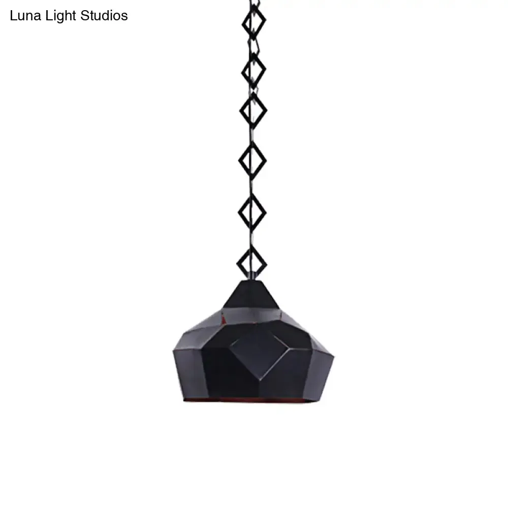 Teardrop Hanging Light with Metal Chain- 1 Light Wrought Iron Pendant Lamp for Restaurants