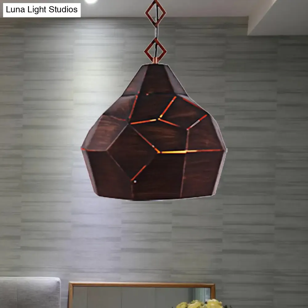 Teardrop Hanging Light with Metal Chain- 1 Light Wrought Iron Pendant Lamp for Restaurants