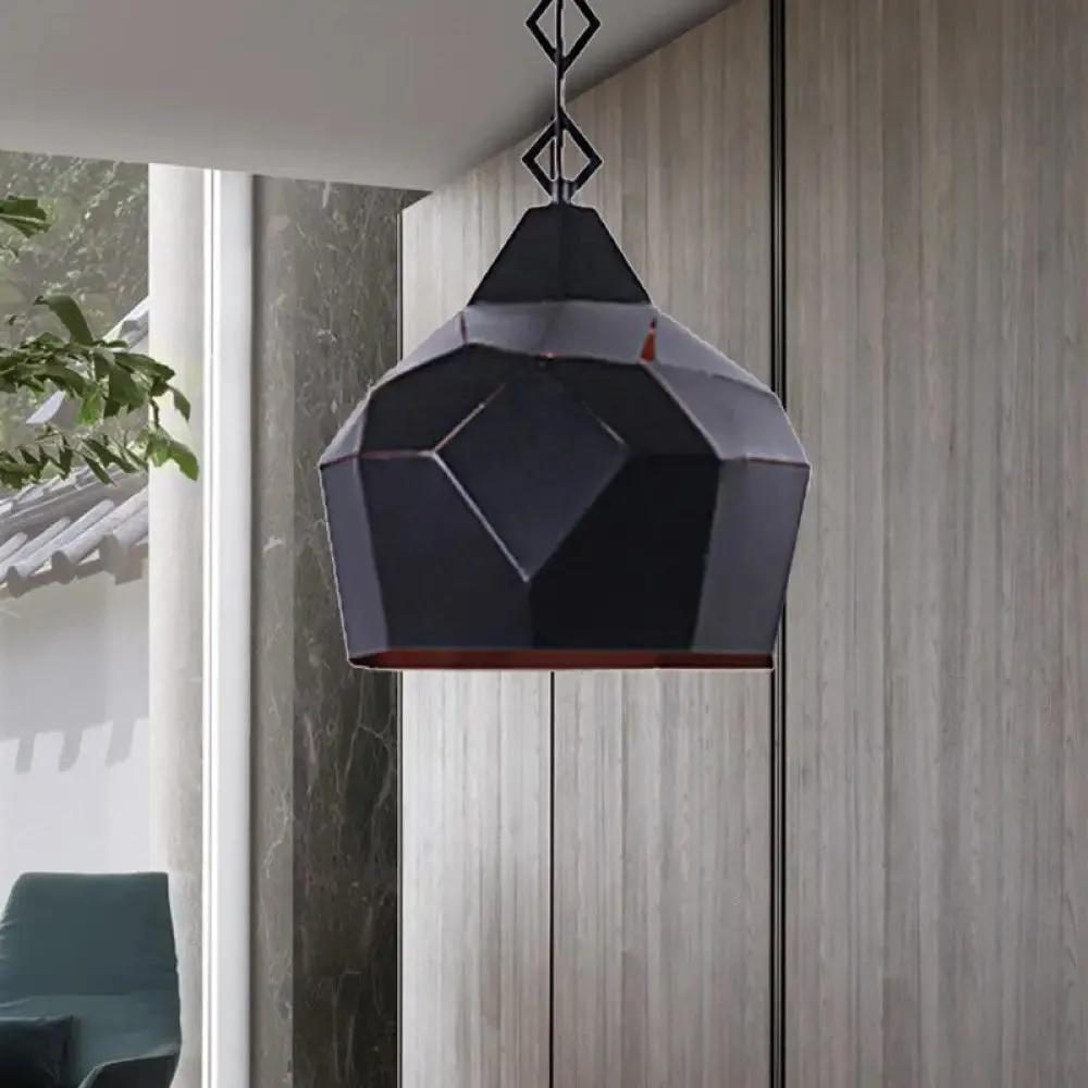 Teardrop Hanging Light with Metal Chain- 1 Light Wrought Iron Pendant Lamp for Restaurants
