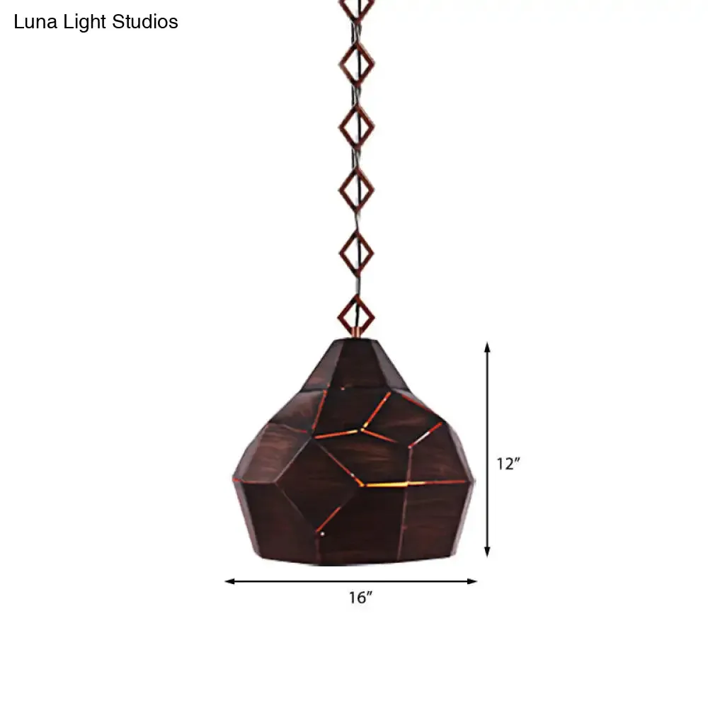 Teardrop Hanging Light with Metal Chain- 1 Light Wrought Iron Pendant Lamp for Restaurants