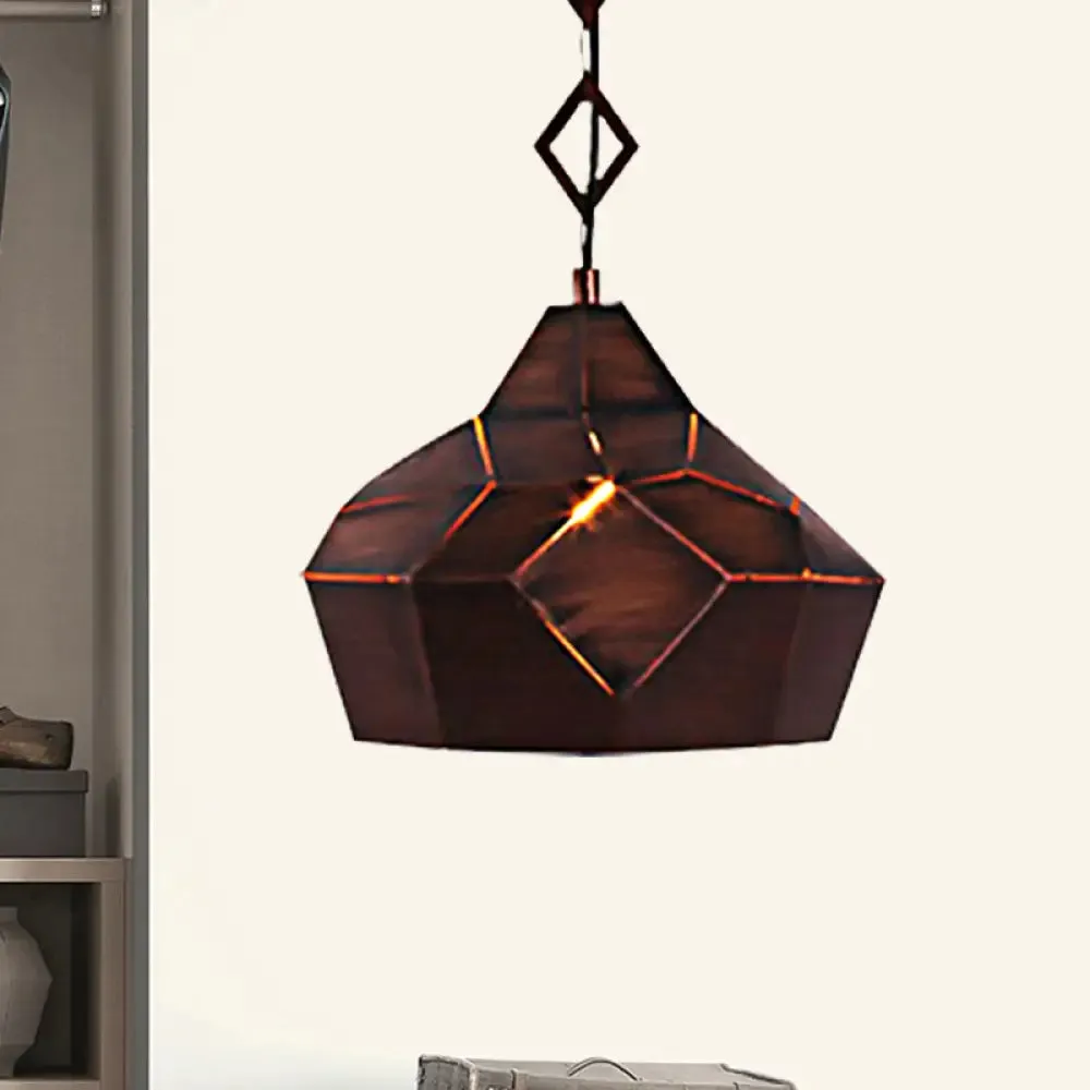 Teardrop Hanging Light with Metal Chain- 1 Light Wrought Iron Pendant Lamp for Restaurants