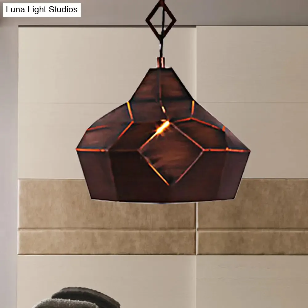 Teardrop Hanging Light with Metal Chain- 1 Light Wrought Iron Pendant Lamp for Restaurants