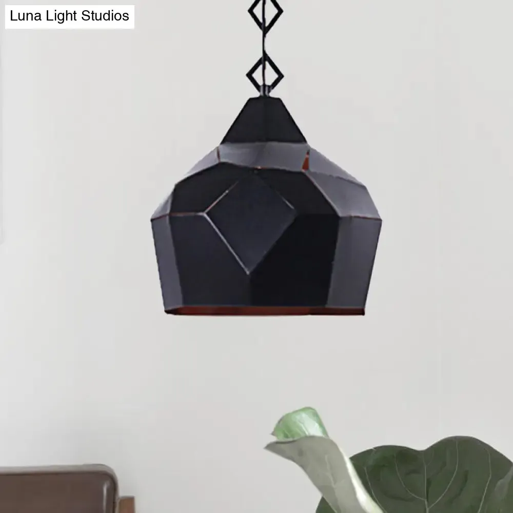 Teardrop Hanging Light with Metal Chain- 1 Light Wrought Iron Pendant Lamp for Restaurants
