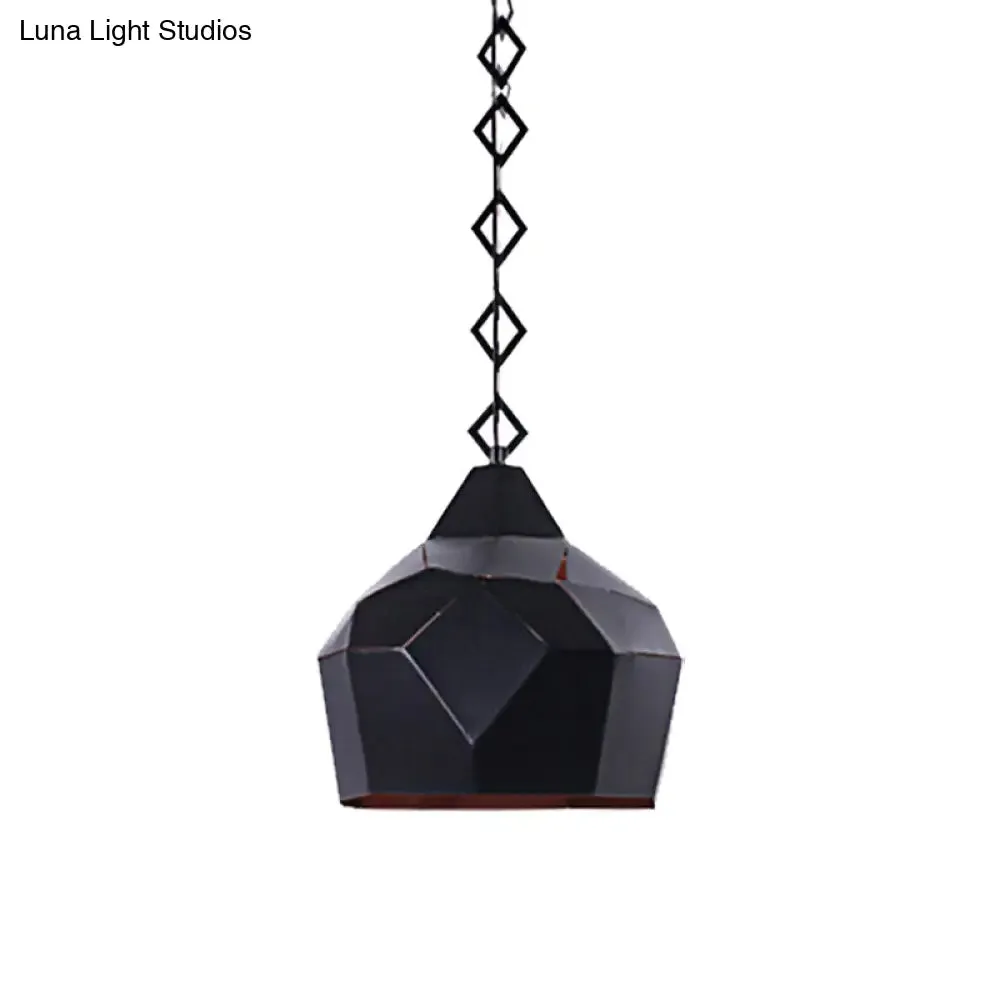 Teardrop Hanging Light with Metal Chain- 1 Light Wrought Iron Pendant Lamp for Restaurants