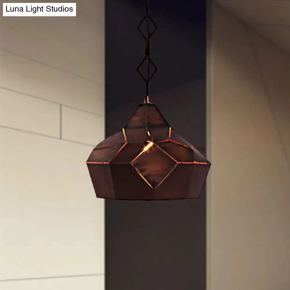 Teardrop Hanging Light with Metal Chain- 1 Light Wrought Iron Pendant Lamp for Restaurants