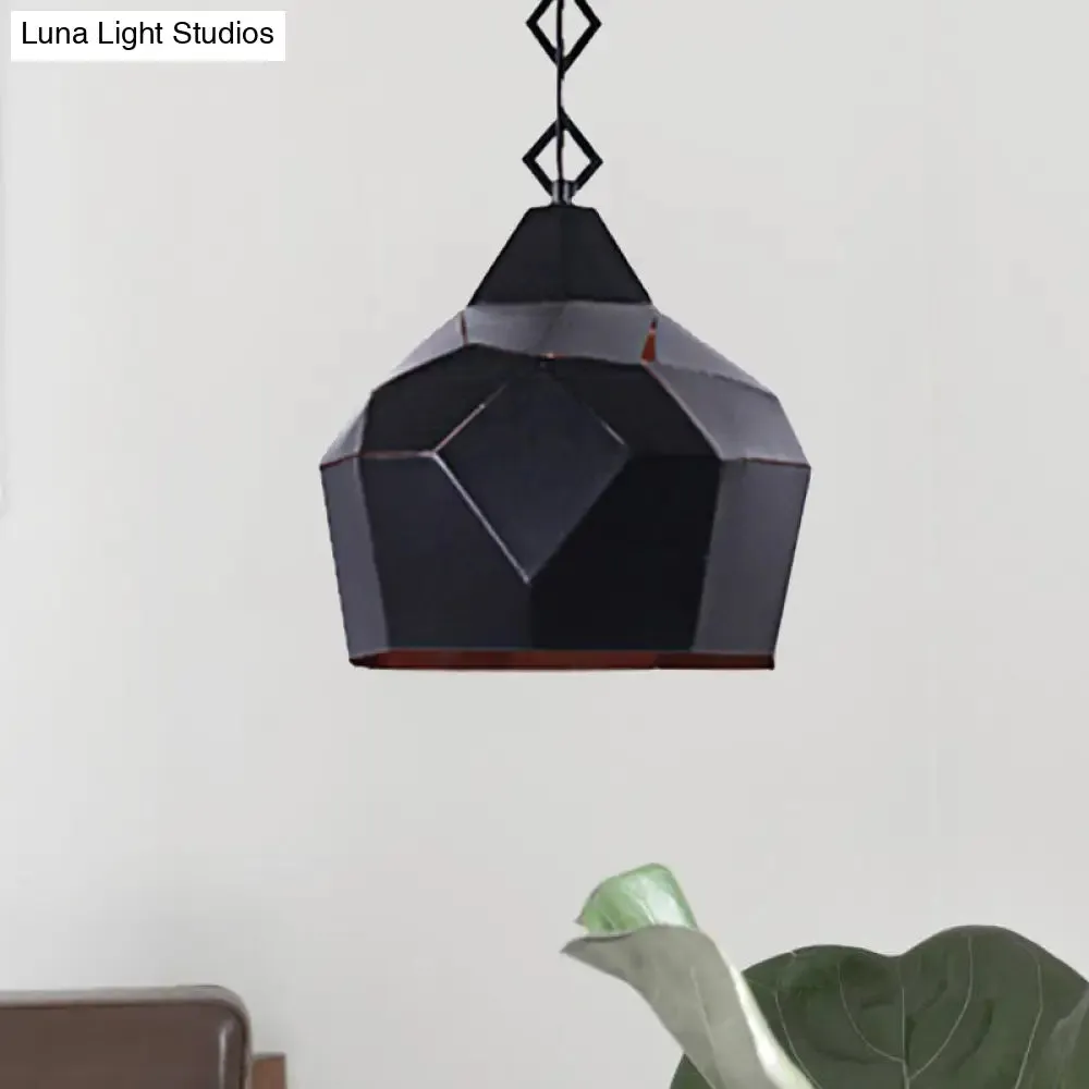 Teardrop Hanging Light with Metal Chain- 1 Light Wrought Iron Pendant Lamp for Restaurants