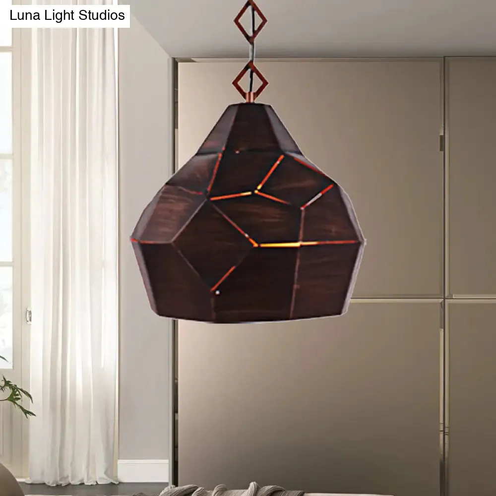 Teardrop Hanging Light with Metal Chain- 1 Light Wrought Iron Pendant Lamp for Restaurants