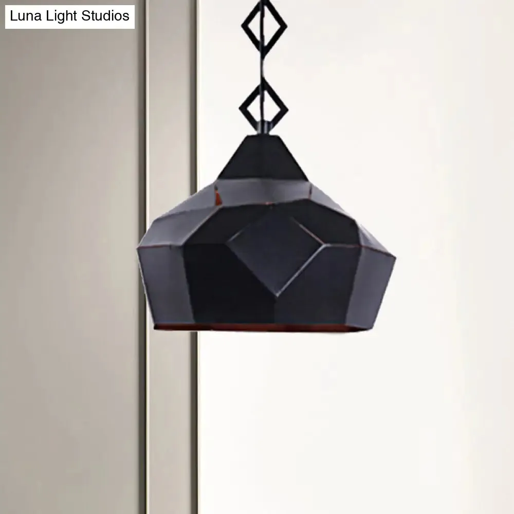 Teardrop Hanging Light with Metal Chain- 1 Light Wrought Iron Pendant Lamp for Restaurants