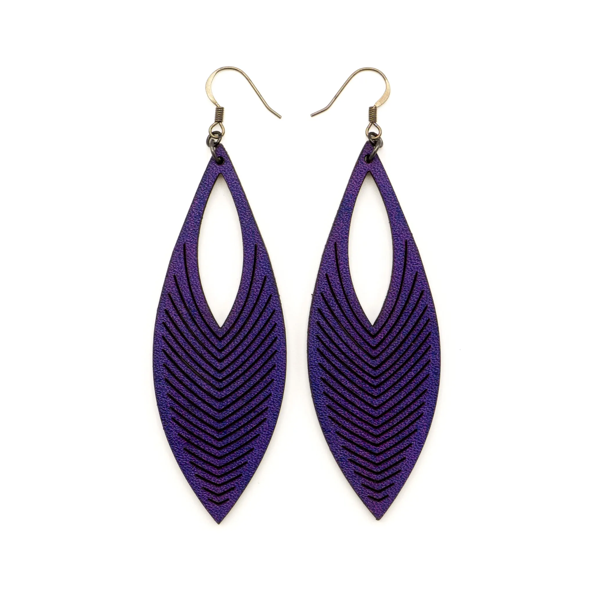 Terrabyte 01 // Leather Earrings - Purple