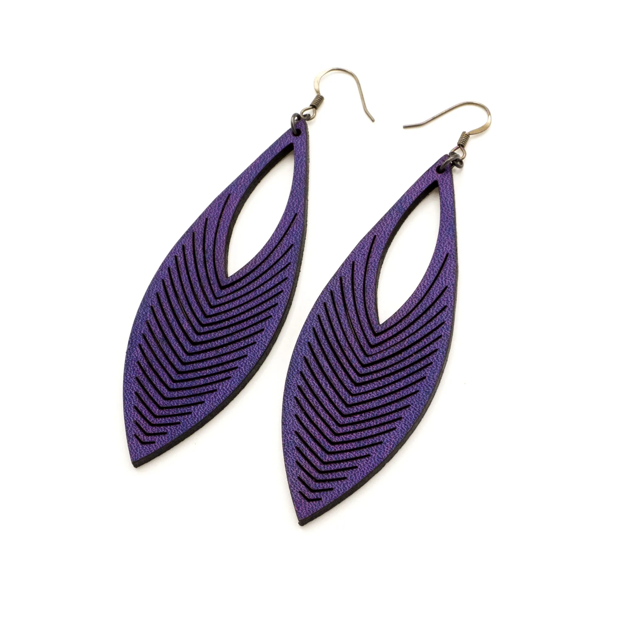 Terrabyte 01 // Leather Earrings - Purple