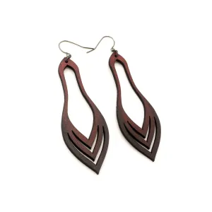 Terrabyte 02_3 // Leather Earrings - Red / Black Ombre