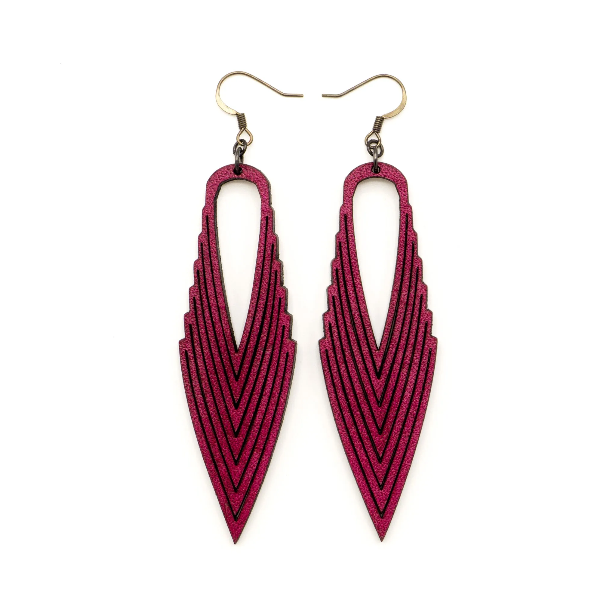 Terrabyte 04 // Leather Earrings - Fuchsia
