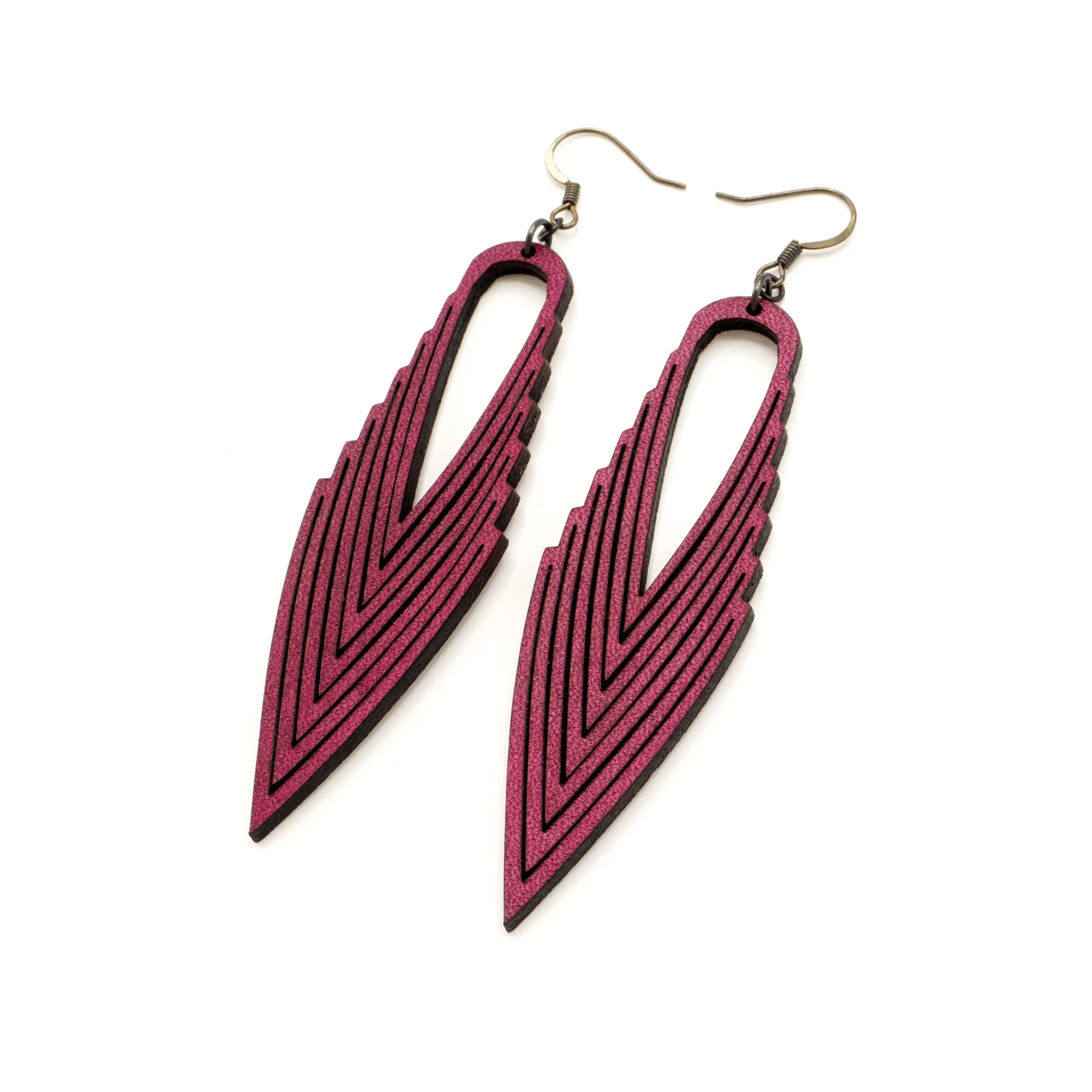 Terrabyte 04 // Leather Earrings - Fuchsia