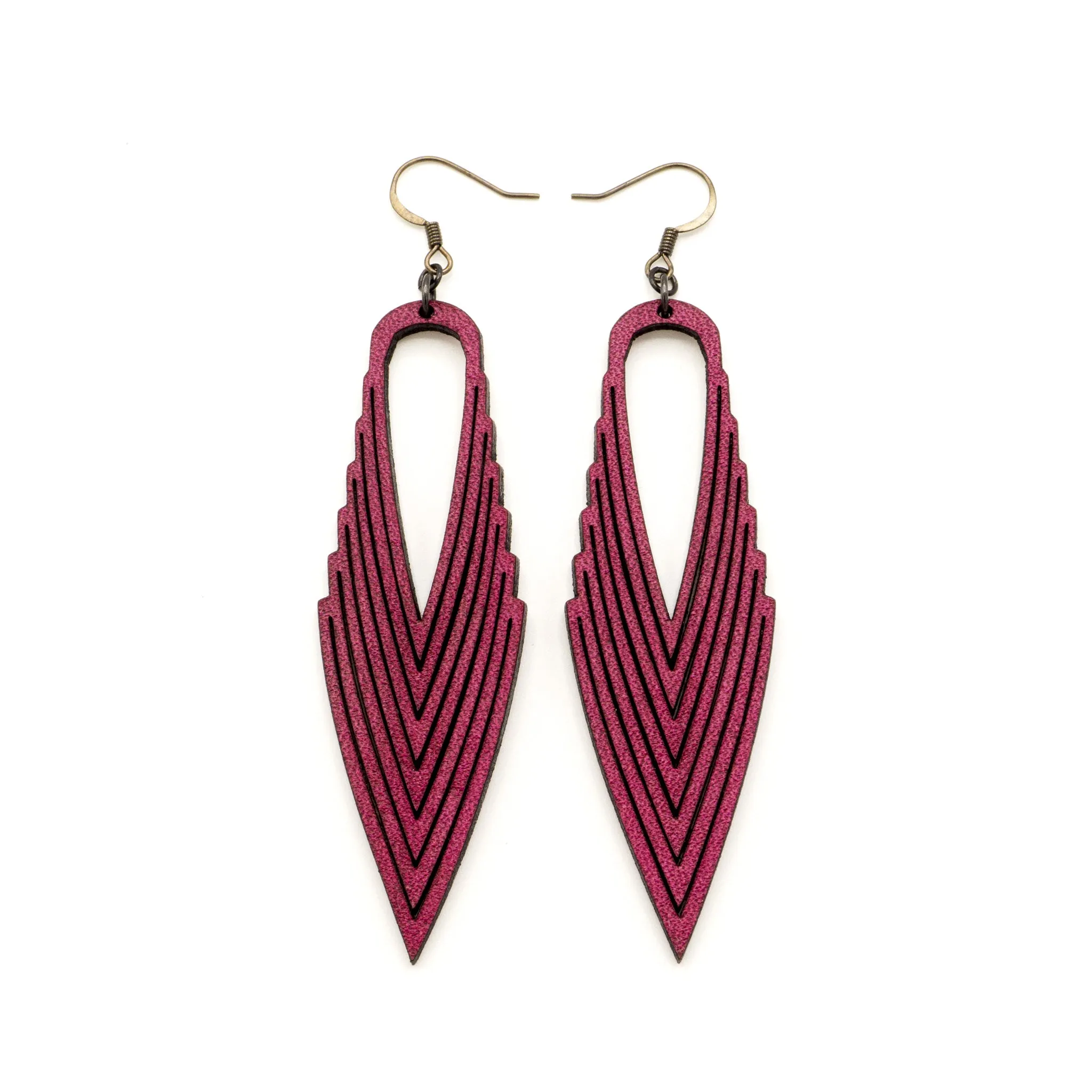 Terrabyte 04 // Leather Earrings - Fuchsia