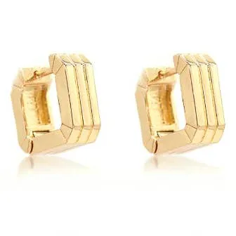 Thick Texture Square Huggie Hoop Earrings