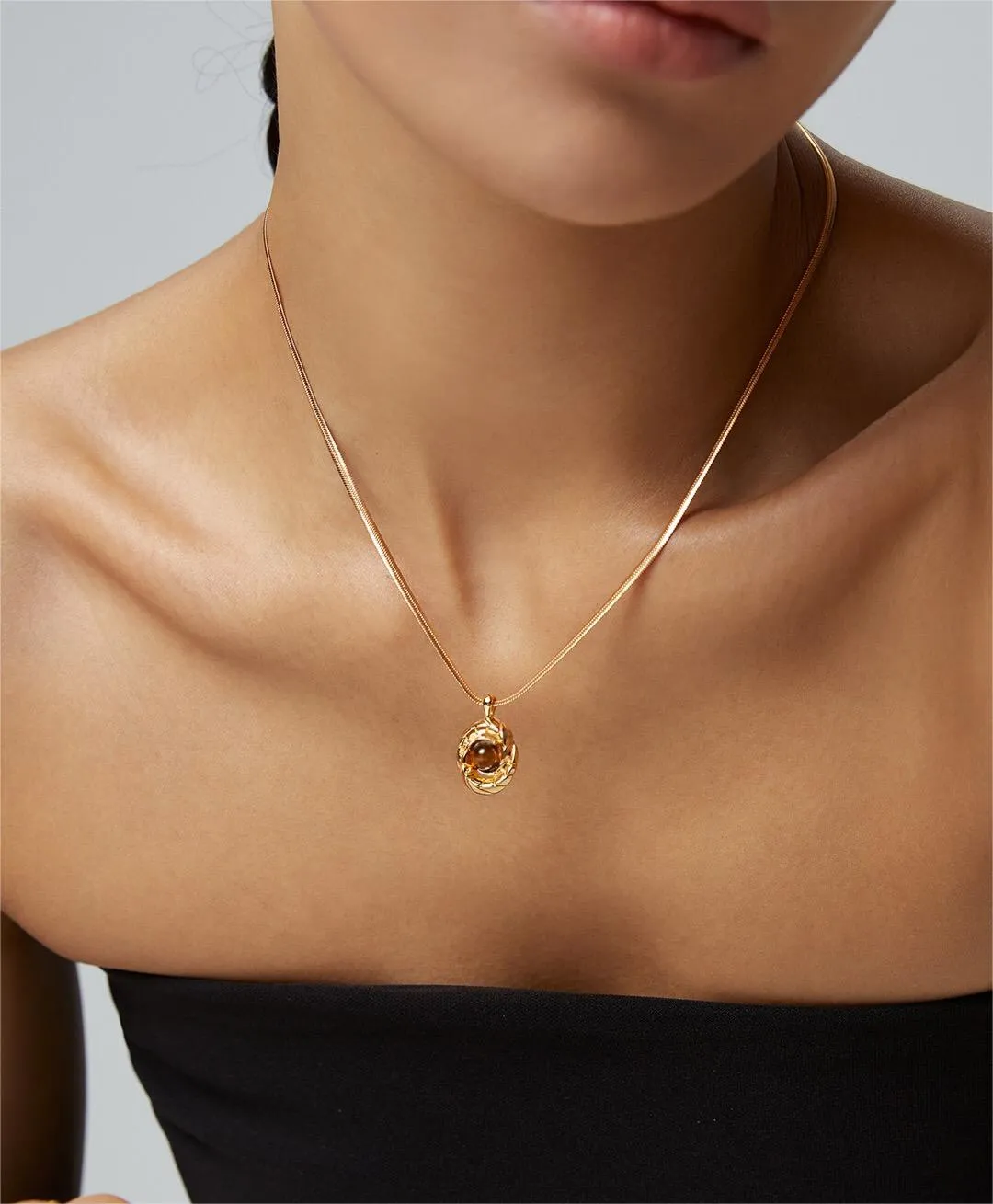 Tiger Eye Pendant Necklace in Gold Vermeil