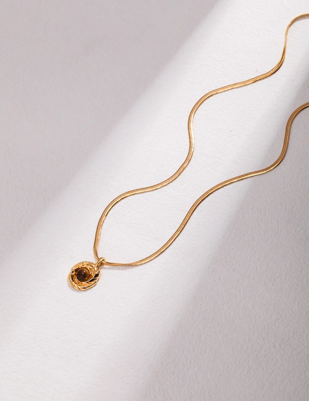 Tiger Eye Pendant Necklace in Gold Vermeil
