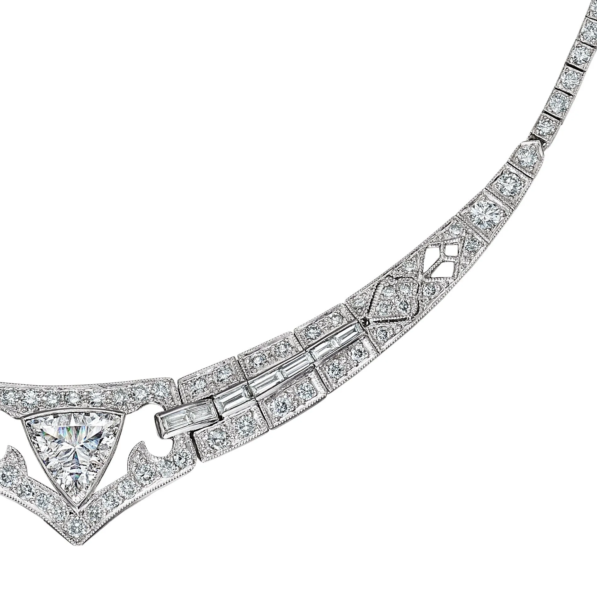 Trillion Cut Diamond Necklace, 5 CT