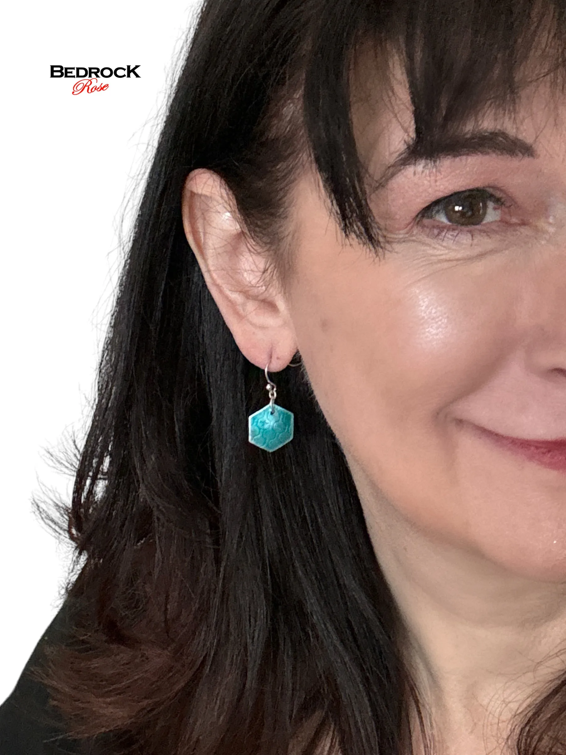 Turquoise Green Hexagon Earrings