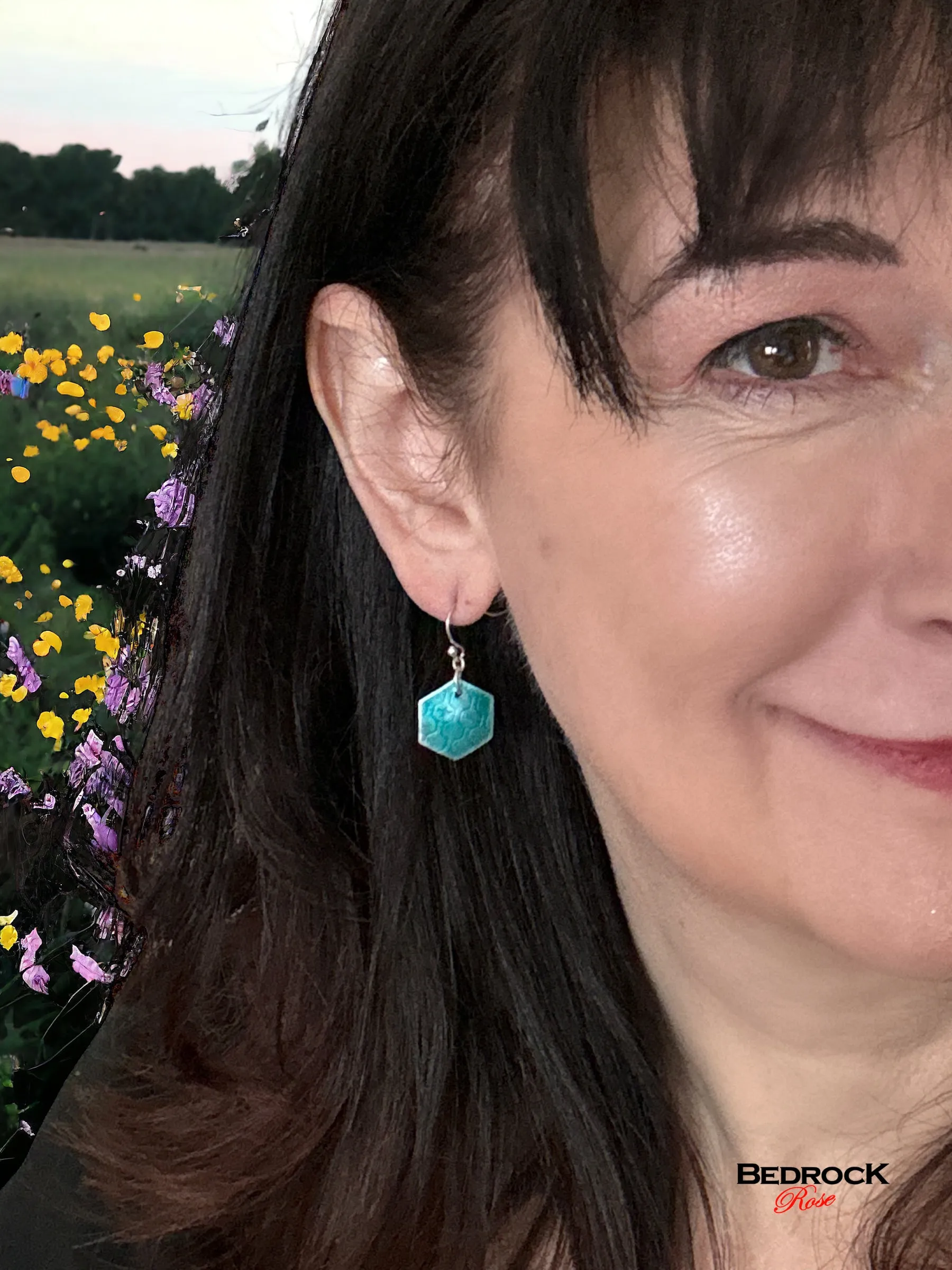 Turquoise Green Hexagon Earrings