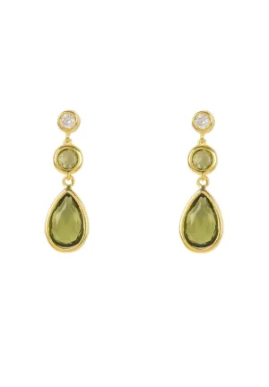 Tuscany Drop Earrings Dipped in Gold with Peridot