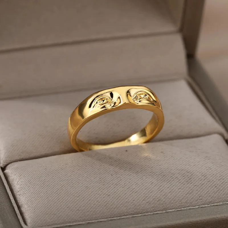 Unique Fashion 3Pcs Human Face Stackable Rings Set