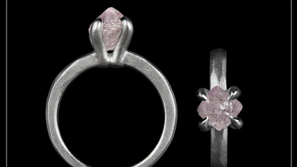 Unique Pink Raw Diamond Platinum Ring – 1.79 ct.
