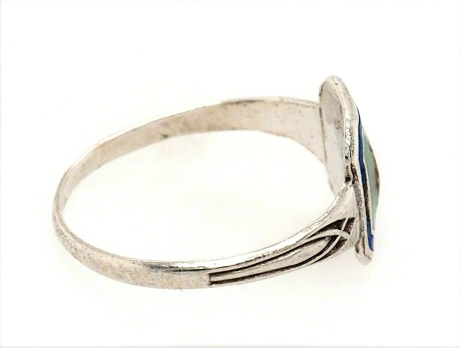 Unique Vintage Elegance Sterling Silver & Floral Enamel Ring