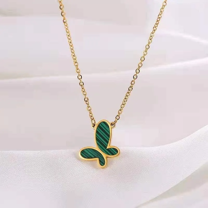 Valentine's Day Elegant Green Butterfly Necklace Gift for Her