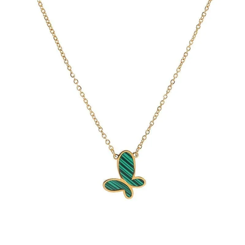Valentine's Day Elegant Green Butterfly Necklace Gift for Her