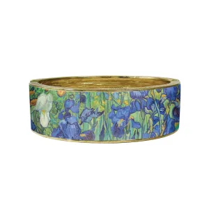van Gogh Irises Fine Art Hinged Cuff Gold Bangle Bracelet