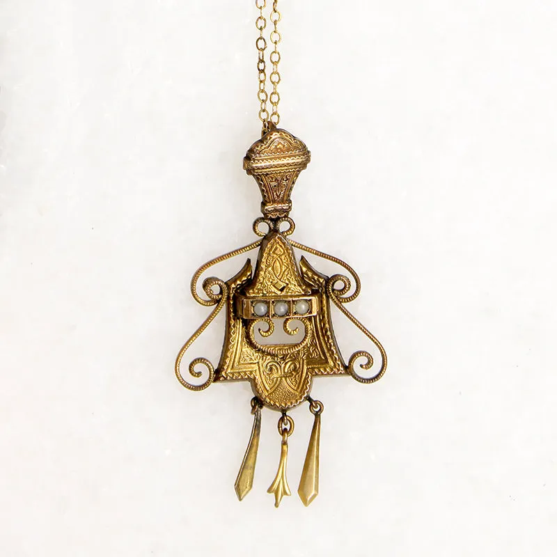 Victorian Gold Filled Earring & Pendant Set