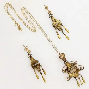 Victorian Gold Filled Earring & Pendant Set