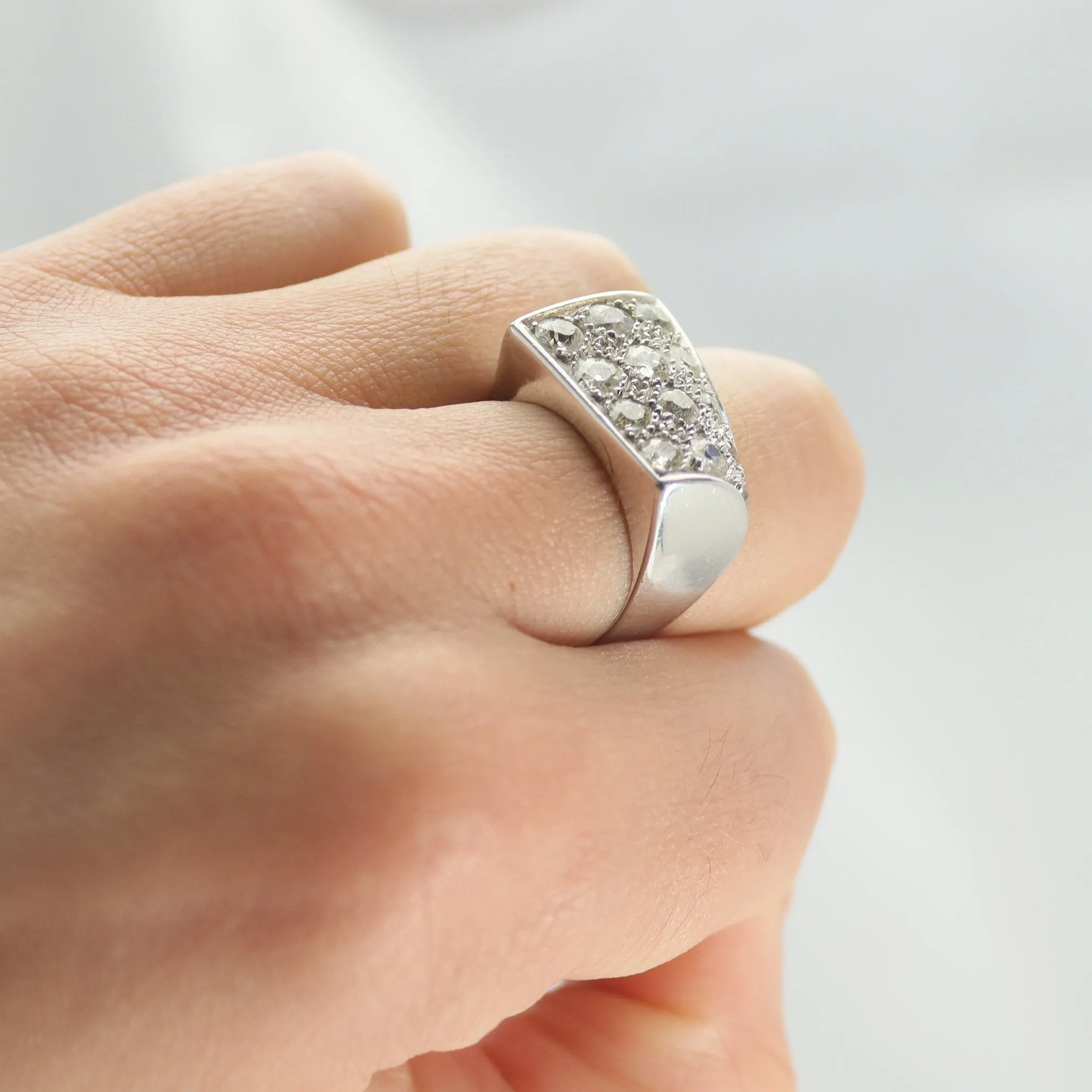 Vintage Abstract Diamond Panel Ring.