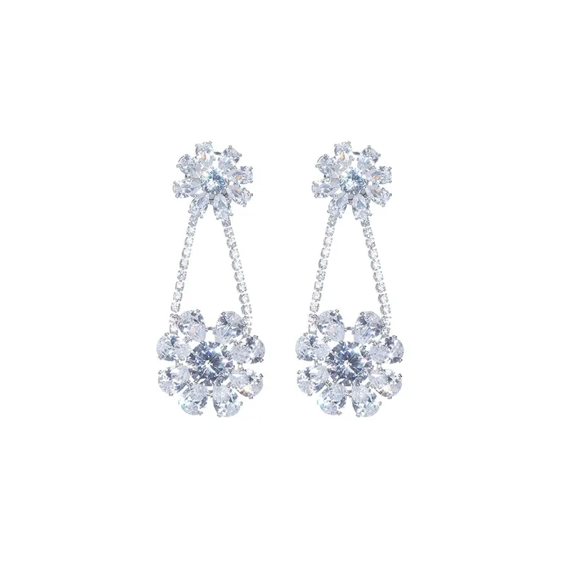 Wardrobes by Chen Luxury Flower Full Diamond Zircon Earrings-Vivian
