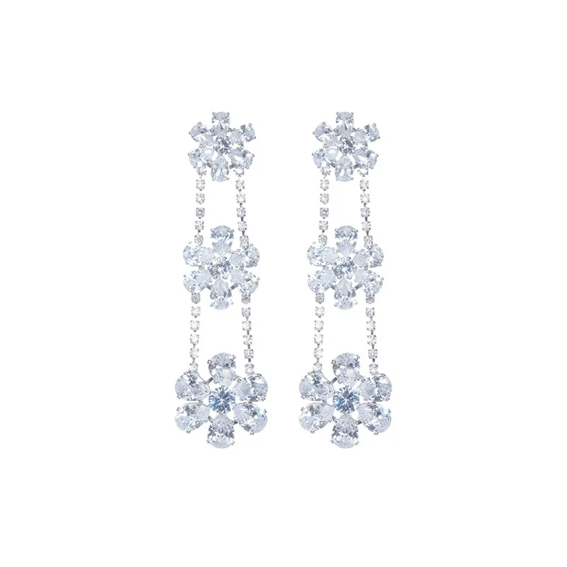Wardrobes by Chen Luxury Flower Full Diamond Zircon Earrings-Vivian