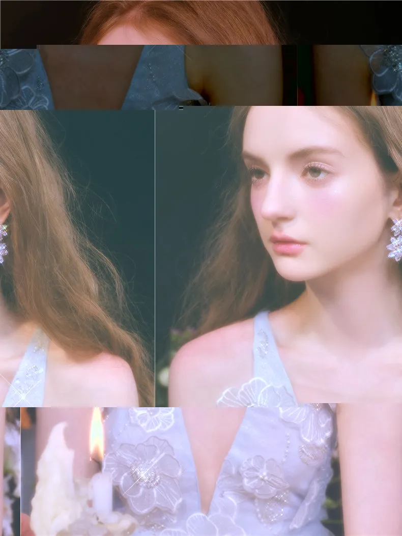Wardrobes by Chen Luxury Flower Full Diamond Zircon Earrings-Vivian
