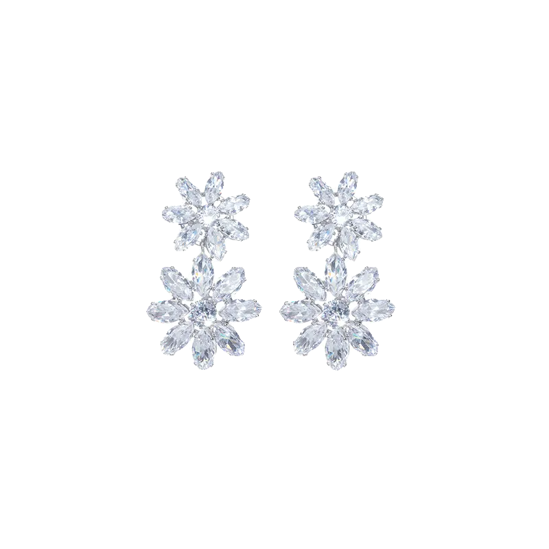 Wardrobes by Chen Luxury Flower Full Diamond Zircon Earrings-Vivian