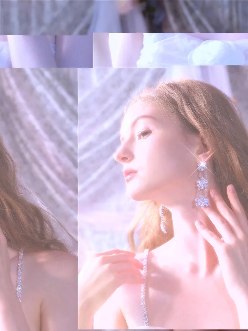 Wardrobes by Chen Luxury Flower Full Diamond Zircon Earrings-Vivian