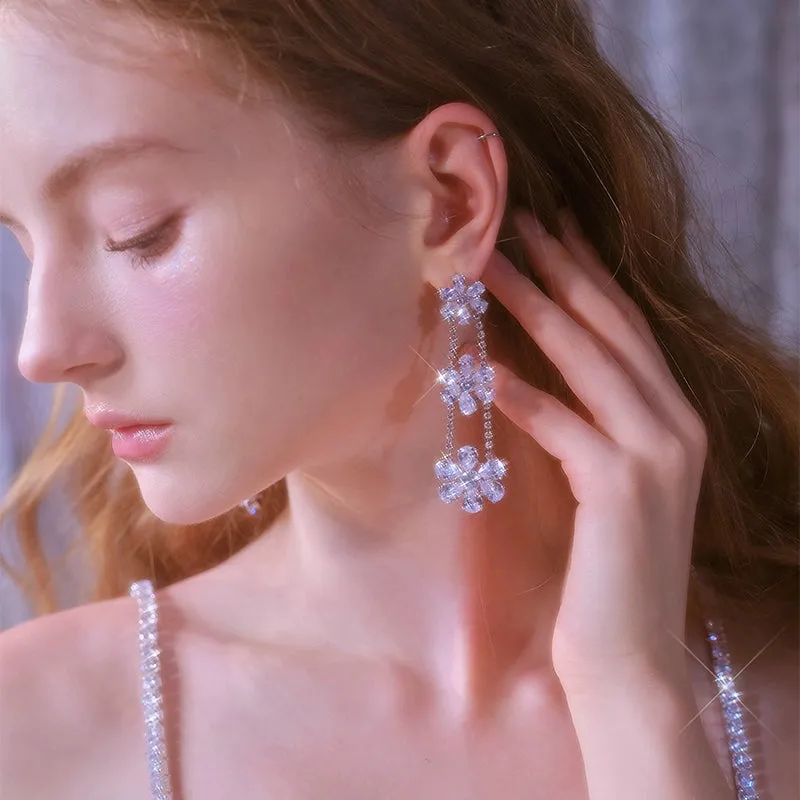 Wardrobes by Chen Luxury Flower Full Diamond Zircon Earrings-Vivian