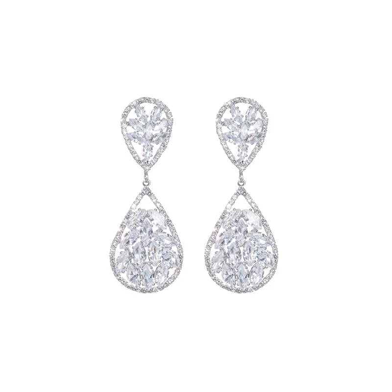 Wardrobes by Chen Luxury Flower Full Diamond Zircon Earrings-Vivian