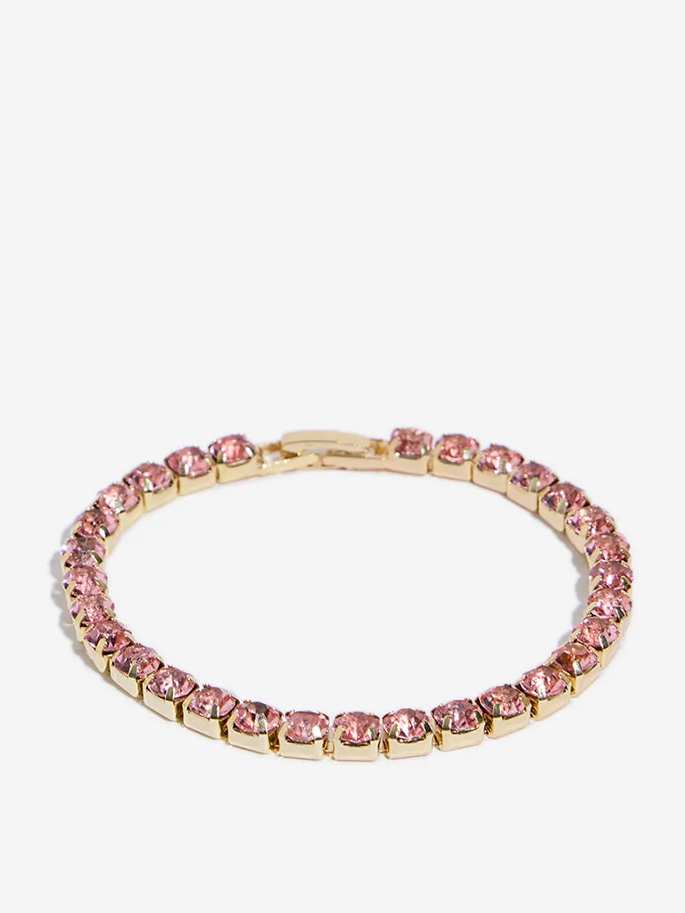 Westside Accessories Pink Diamante Embellished Bracelet