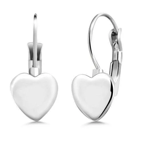 White Gold Bubble Heart Earrings