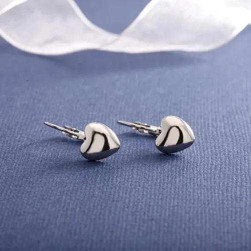 White Gold Bubble Heart Earrings