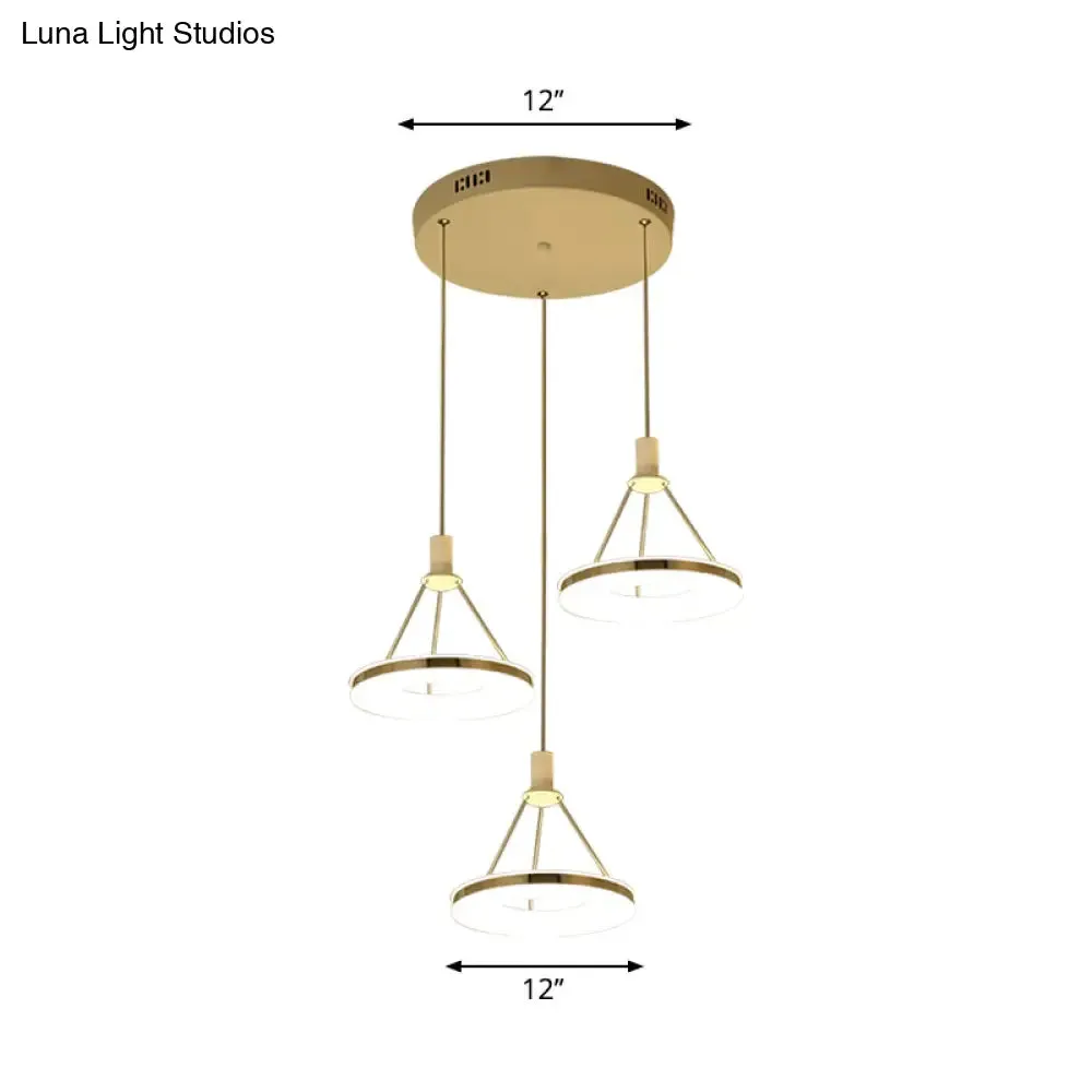 White Ring Pendant Light Fixture - Simple Acrylic Ceiling Suspension Lamp - 1/3/5-Head Option - 8"/12" Wide