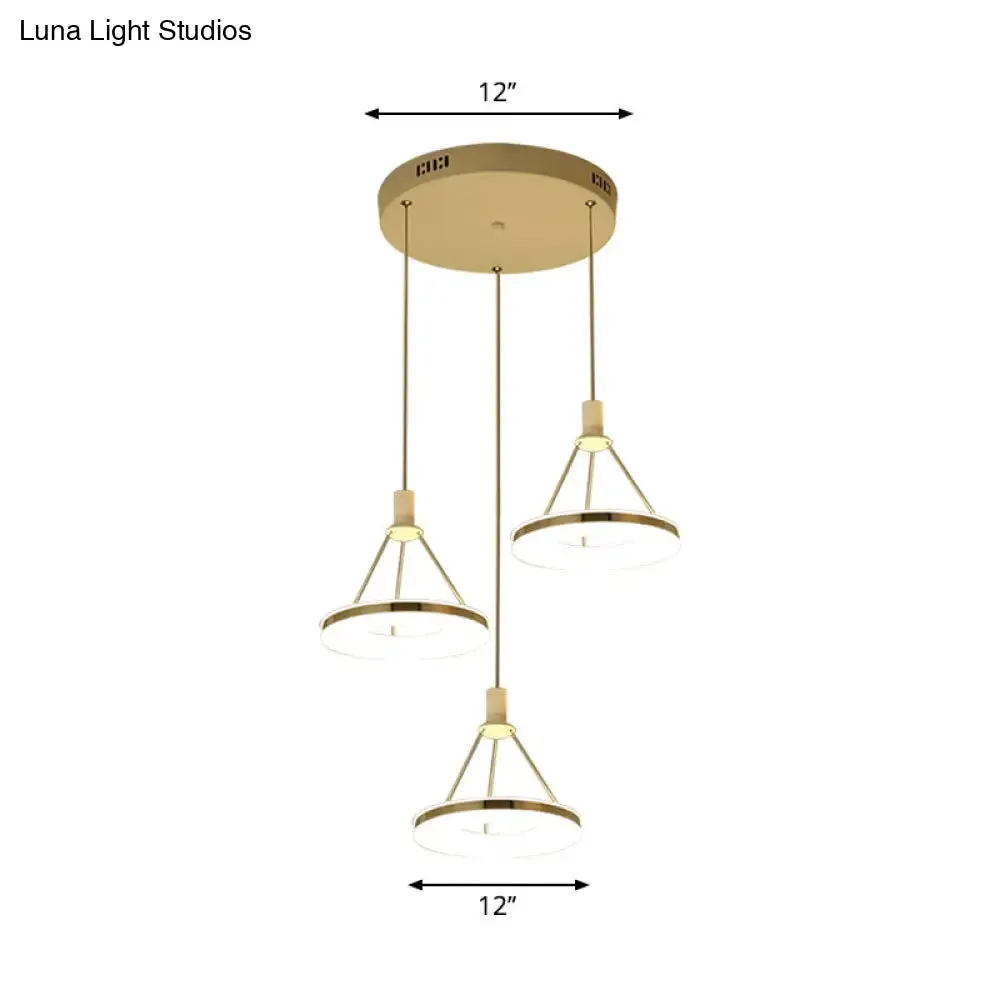 White Ring Pendant Light Fixture - Simple Acrylic Ceiling Suspension Lamp - 1/3/5-Head Option - 8"/12" Wide