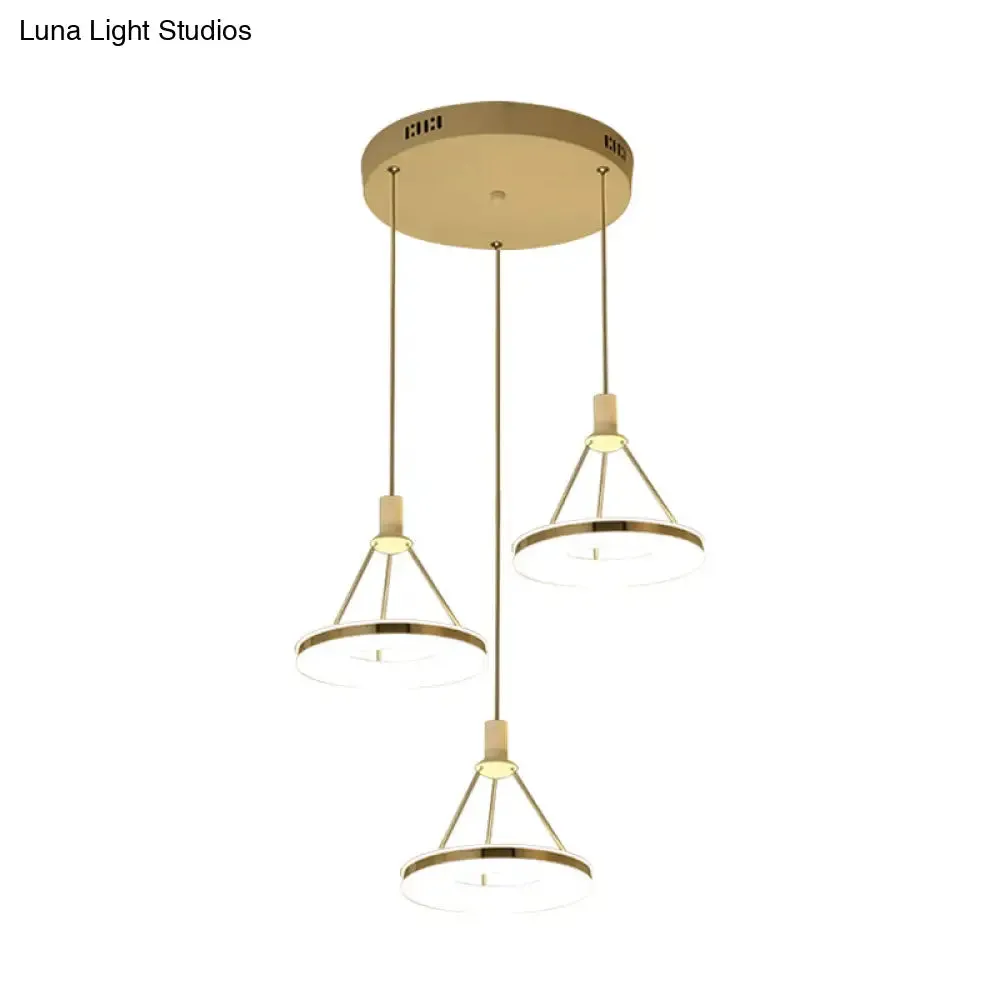 White Ring Pendant Light Fixture - Simple Acrylic Ceiling Suspension Lamp - 1/3/5-Head Option - 8"/12" Wide